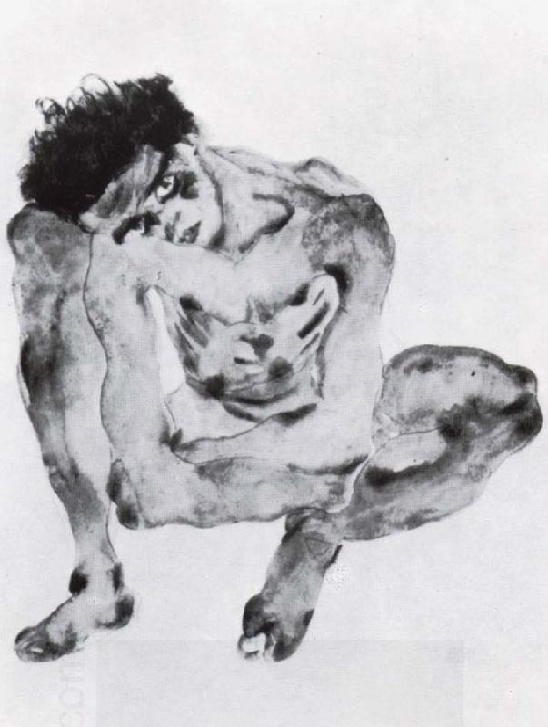 Egon Schiele Crouching figure China oil painting art
